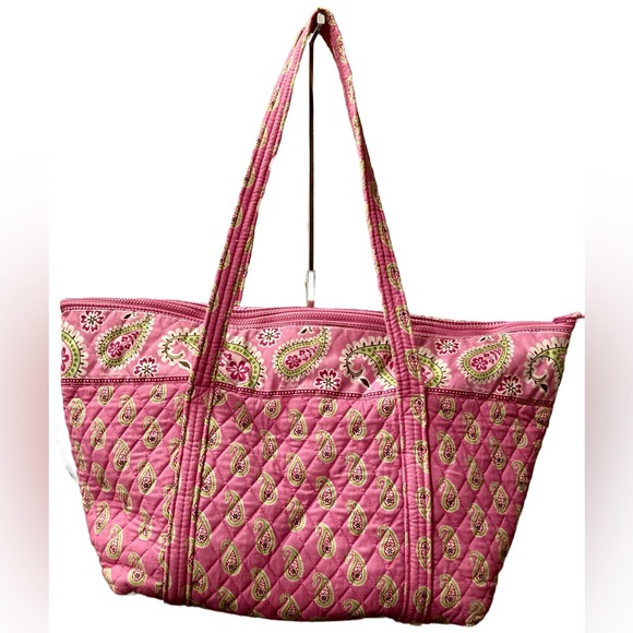 EUC Vera Bradley MADE IN THE USA 🇺🇸 Large Pink Paisley Travel Tote w/ID Holder - Picture 2 of 13